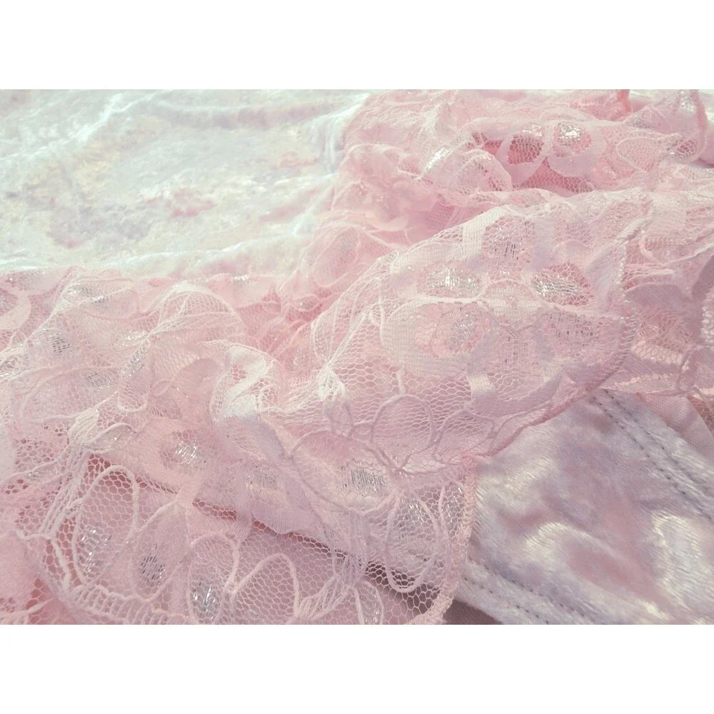 Gilda Marx VTG High Neck Velvet Lace Keyhole Pink Leotard Skate Dress Girls 8/10 - Picture 13 of 16